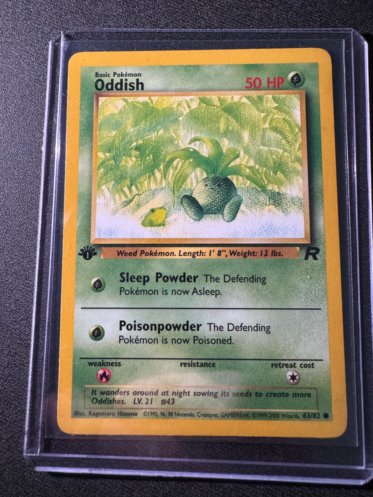 Pokémon TCG Oddish Team Rocket 63/82 1st Edition Rare Near Mint Condition