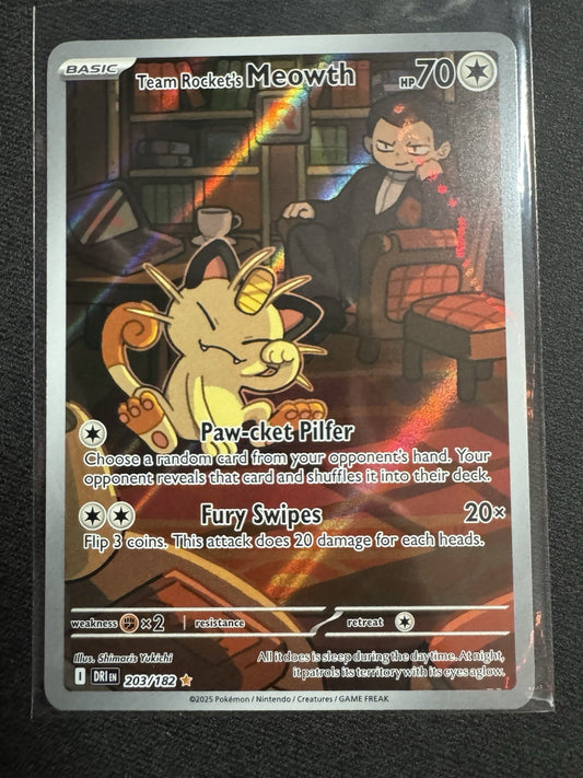 Team Rocket's Meowth | Near Mint Condition | 203/182 | Illustration Rare | TCG