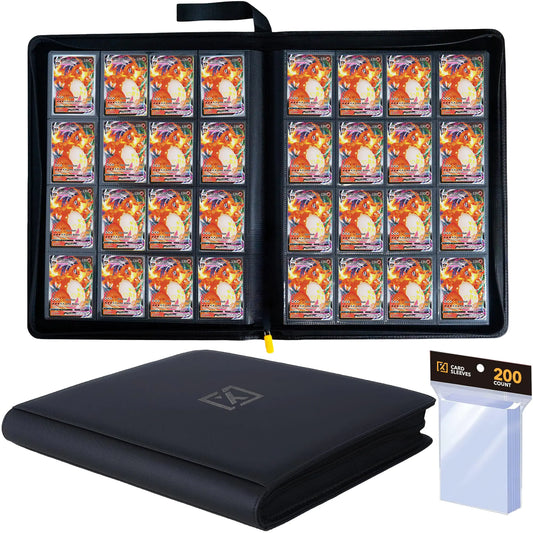 X PRO 1000 Card Binder | 16 Pocket Card Binder | Comes with 200 Card Sleeves | Compatible with TCG Sports MTG & More - Ringless Trading Card Binder | Card Binder 1000 Pockets | TCG Binder